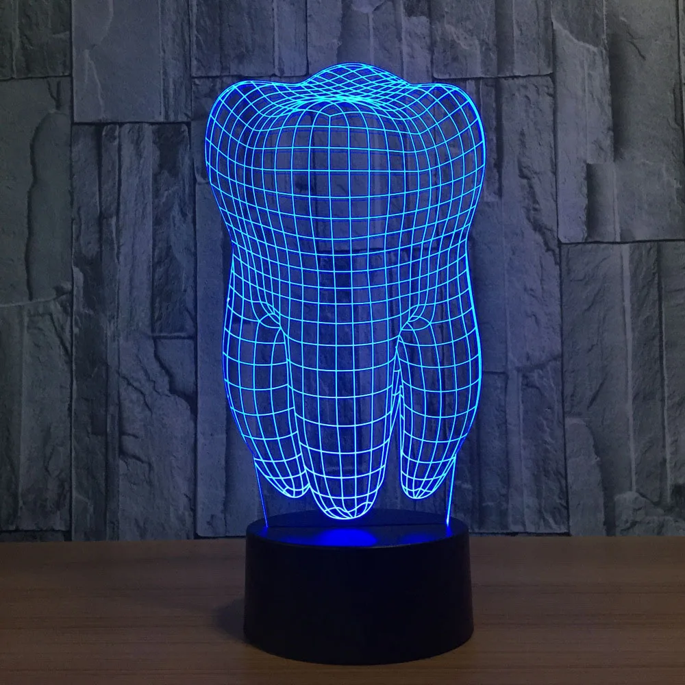 

LED 3D Night Light Creative Teeth Modelling Table Desk Lamp Bedroom Home Lighting USB Ambient Color Change Luminaria Kids Gifts