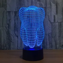 LED 3D Night Light Creative Teeth Modelling Table Desk Lamp Bedroom Home Lighting USB Ambient Color Change Luminaria Kids Gifts