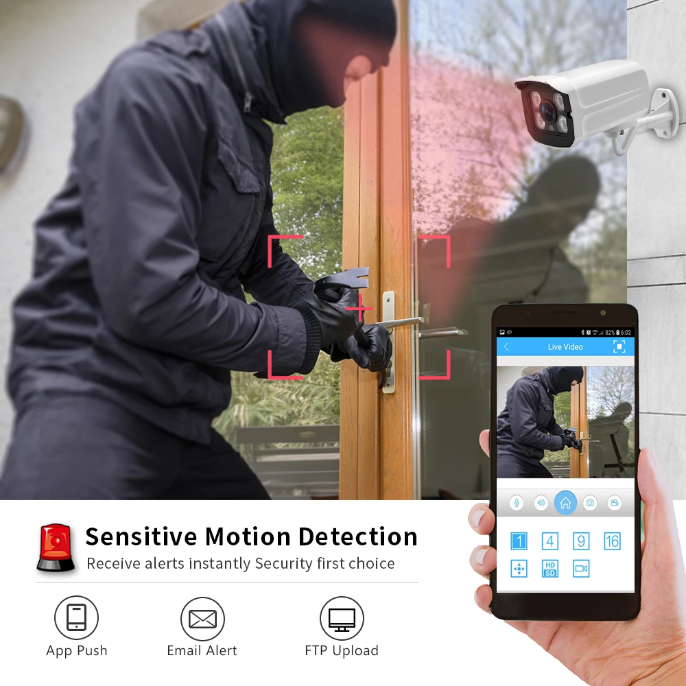 Ip camera surveillance camera wifi ip camera 6MP IP Camera Black Light IMX335 Waterproof Outdoor Camera Audio Record Email Alert Remote Access XMeye Cloud H.265