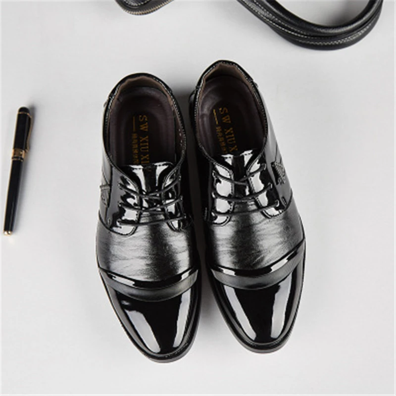 Leather shoes pointed men's ballroom dance dress shoes men's white wedding shoes Latin dance shoes fashion large size