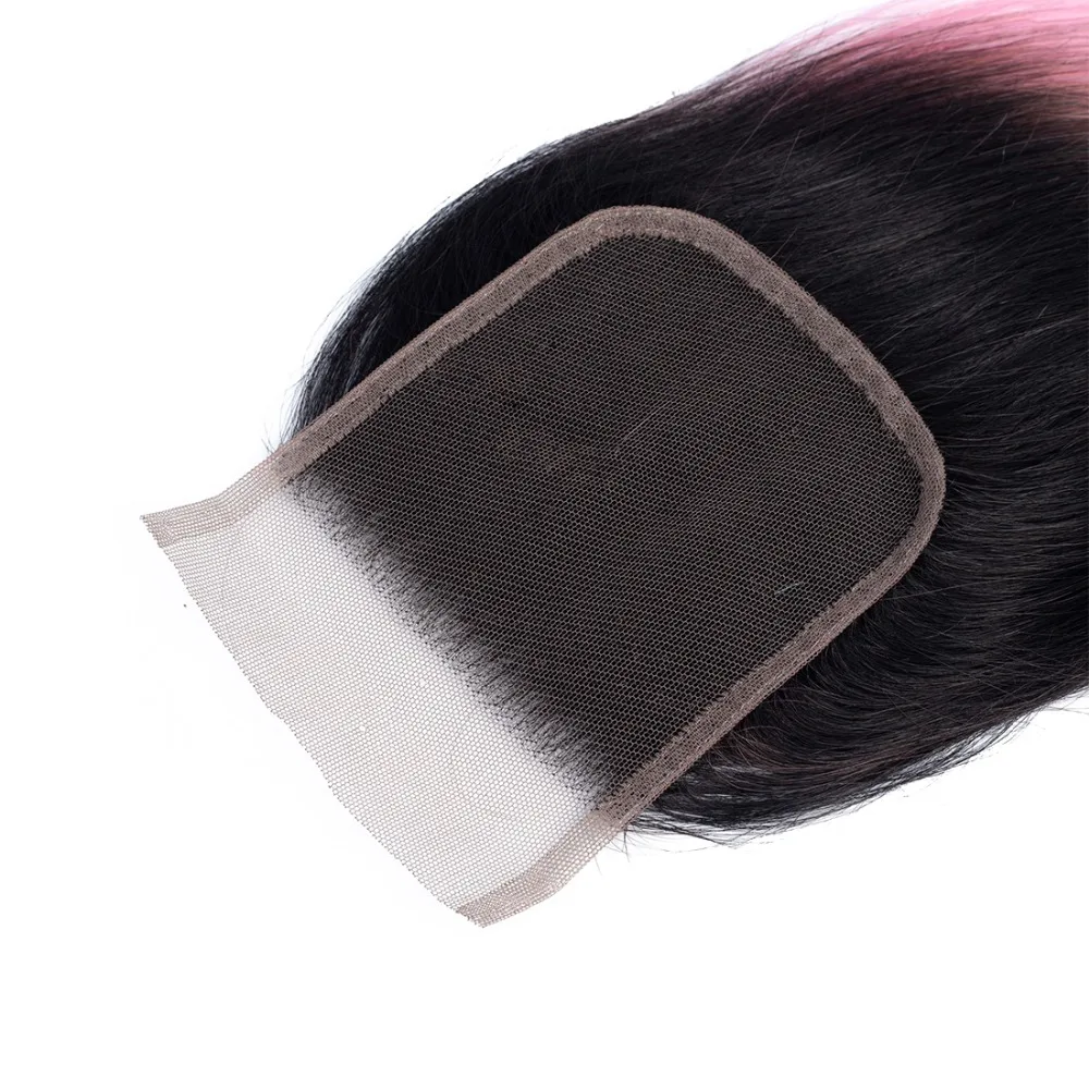OT розовый Омбре бразильские прямые волосы Кружева Закрытие часть натуральные волосы закрытие Piaoyi предварительно цветные волосы закрытие Remy