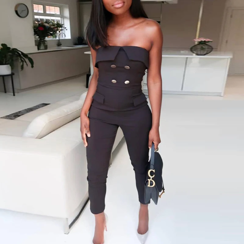 Max Spri 2019 New Summer Women Sexy Button Off Shoulder Backless Sleeveless Jumpsuit Celebrity Party Jumpsuit Romper Max Spri 2019 New Summer Women Sexy Button Off Shoulder Backless Sleeveless Jumpsuit Celebrity Party Jumpsuit Romper