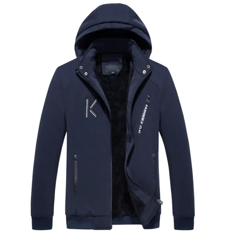 L-3XL зимняя мужская куртка плюс флис теплая куртка человек Модные свободные пальто с капюшоном человек верхняя одежда Черный, серый цвет
