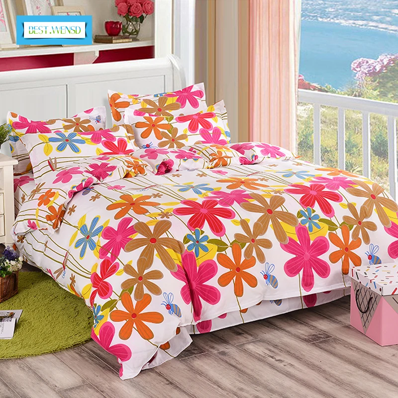 BEST.WENSD Superfine Fiber Bed Clothes 4pcs Bedding Set Full Queen King