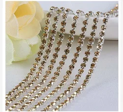 Vibrant 30 - Color Glass Crystal Rhinestone Chain for DIY Fashion and Decor (Light colorado topaz)