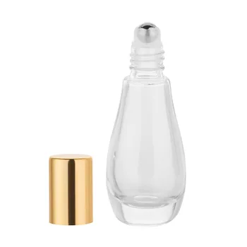 

MUB - 12ml Mini Essential Oil Bottles Metal Roller Ball Glass Perfume Bottle Gold Cap Empty Container Refillable Travel Bottle