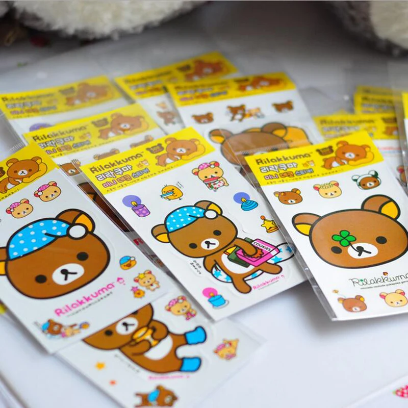 

5 Sheets Kawaii Rilakkuma Cartoon Decorative Sticker Dairy Album Phone Computer DIY Stick Label Kids Gift