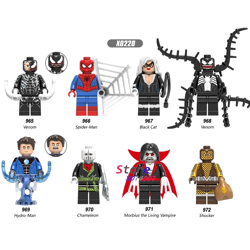 

Single Venom Chameleon Morbius the Living Vampire black Cat Hydro-Man Shocker SpiderMan building blocks toys for children