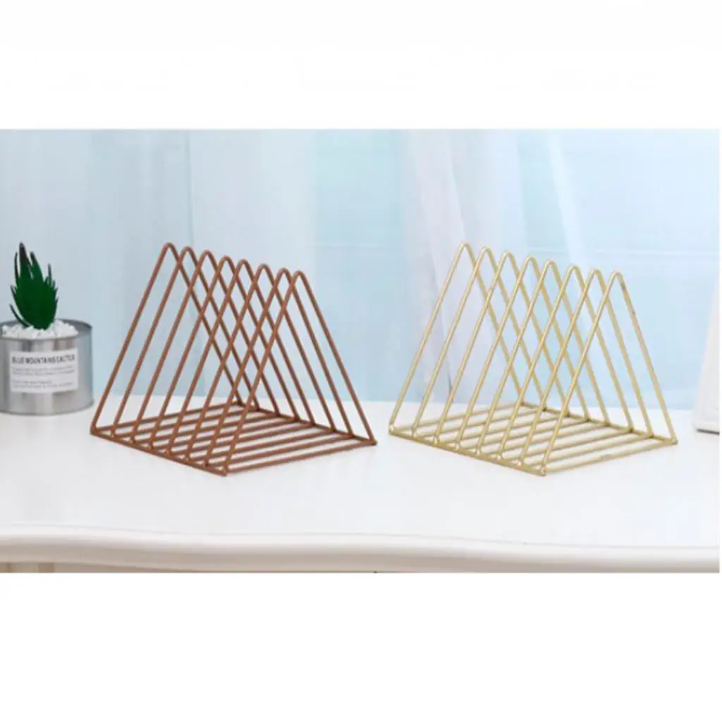 Irregular/Triangle File Organizer Wire Collection Desktop Iron Storage Rack Bookshelf Magazine Holder for Office Home Decoration