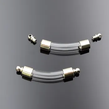 

5pieces 40*6mm bend screw cap glass vial pendant Miniature Wishing Bottle clear oil charm necklace pendant name or rice art