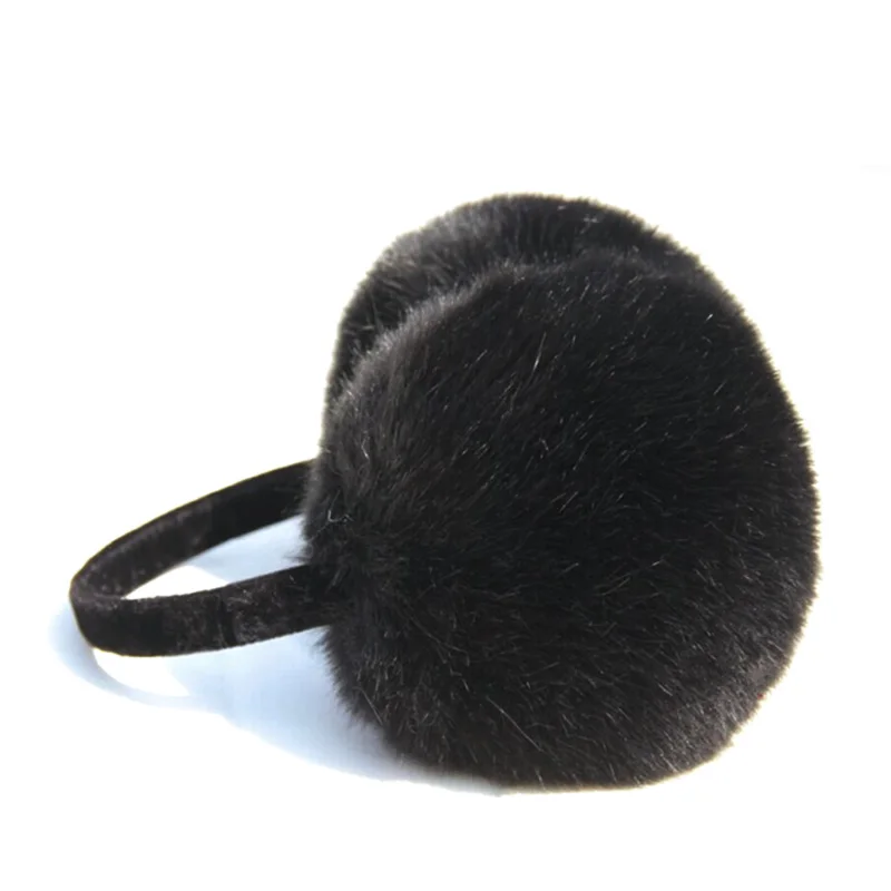 Взрослых зима для женщин мужчин ухо теплые наушники любителей уха теплые плюшевые искусственный мех кролика наушники для девоче - Цвет: Black