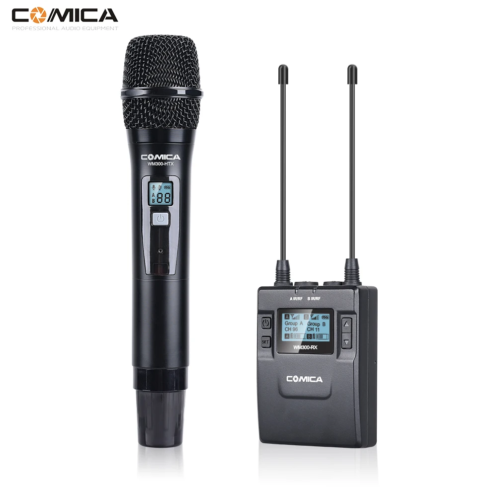 COMICA CVM WM300B/D Металлический UHF 96 канальный беспроводной моно/стерео петличный