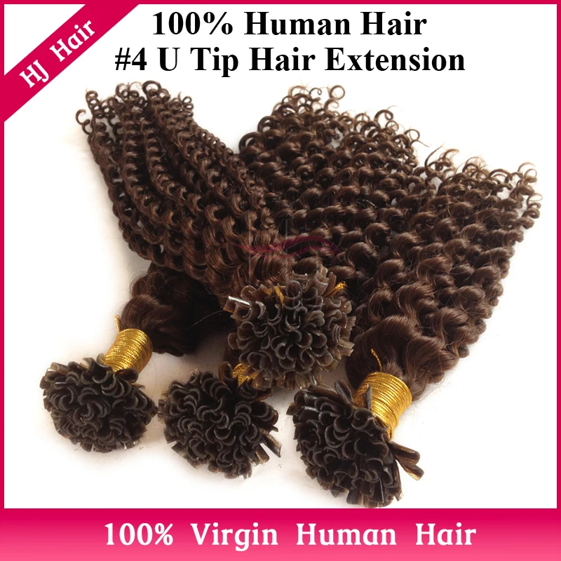 Free Shippng 8A U Tip Kinky Curly Brazilian Human Virgin Hair