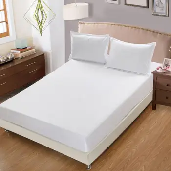 

Solid Color Bed Mattress Cover Waterproof Mattress Protector Pad Fitted Sheet Separated Water Bed Linens with Elastic