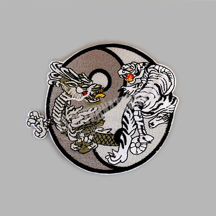 Нашивки с вышивкой Dragon and Tiger Taiji Yinyang для куртки жилет задней панели мотоциклетный
