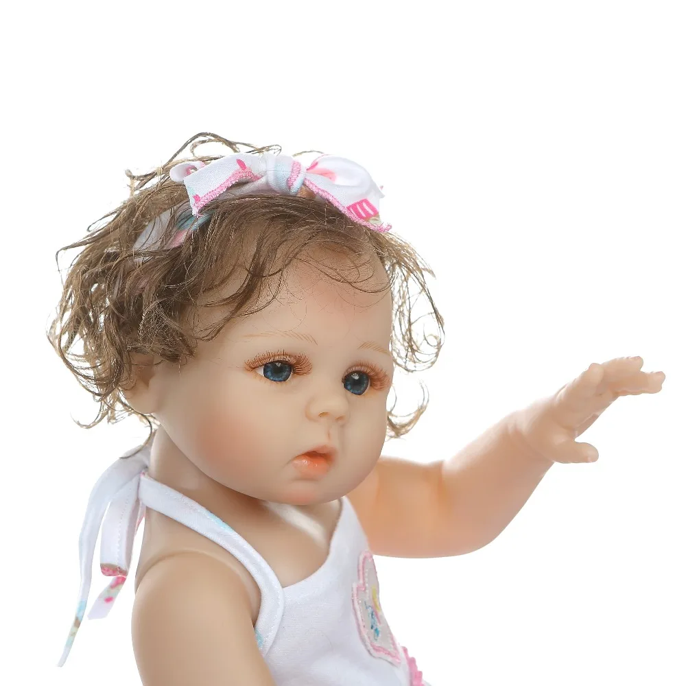 NPK 48 см полностью тело slicone bebe Кукла reborn baby girl игрушка для ванны ручные вьющиеся волосы водонепроницаемые Анатомически правильные