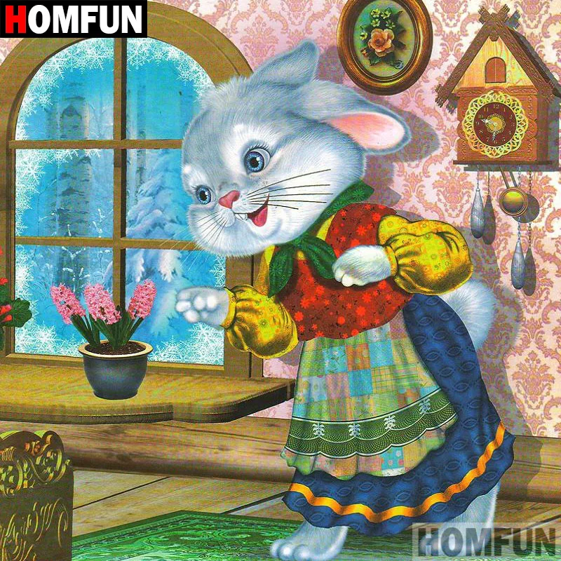 

HOMFUN 5D DIY Diamond Painting Full Square/Round Drill "Cartoon rabbit" 3D Embroidery Cross Stitch gift Home A08589