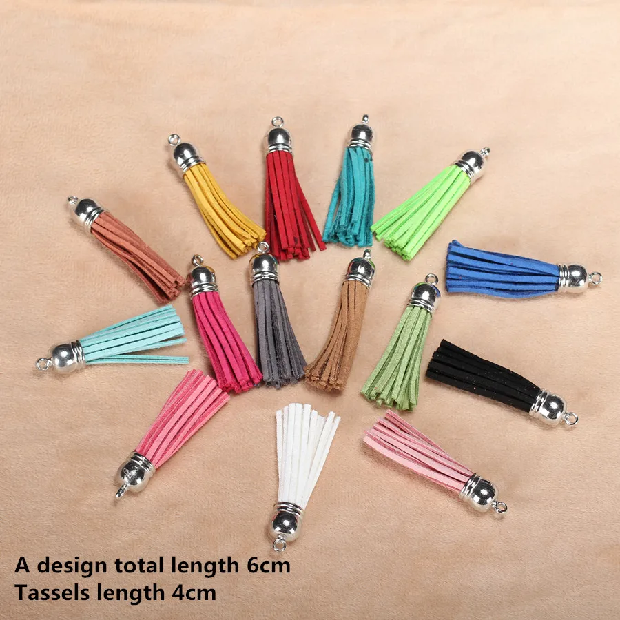 

10pc/lot 6cm Velvet Faux Suede Tassel With Silver Cap For Fringe Keychain Straps Jewelry Diy Making Leather Pendant Purl Macrame