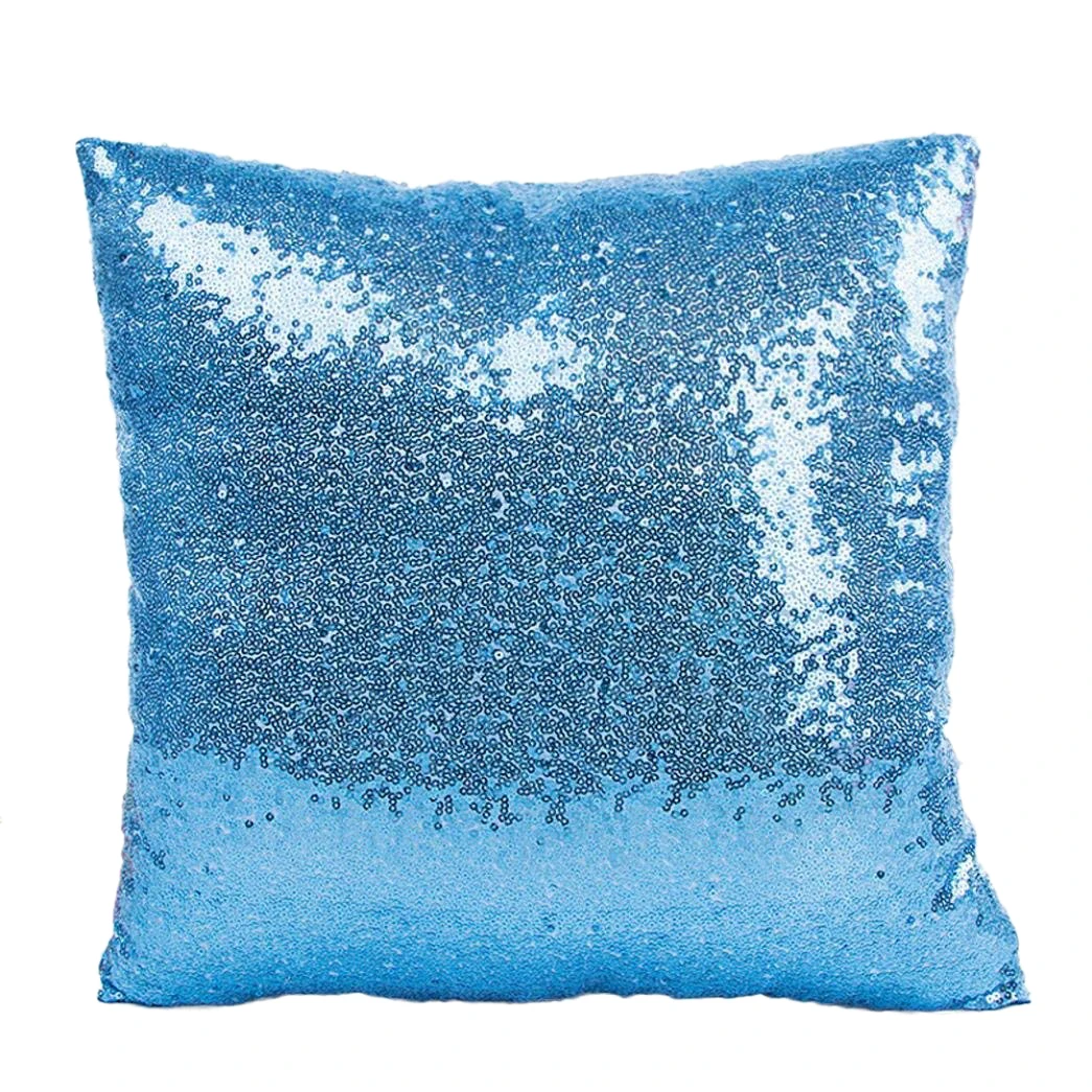 Подушка декорированная блестками, однотонный Блестящий Блестки бросить Cafe декоративная подушка для дома охватывает (голубой)