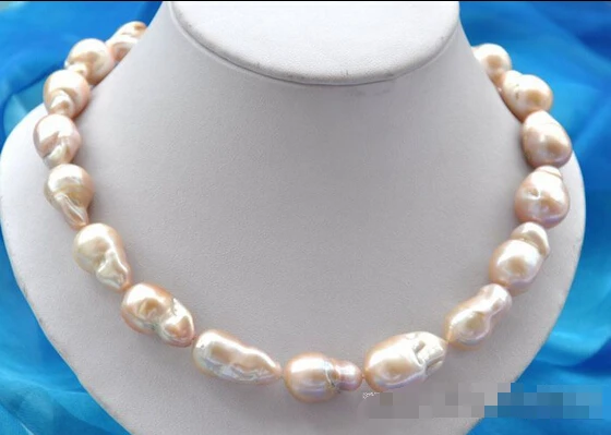

HOT## Wholesale 18"25mm baroque pink reborn keshi pearl necklace