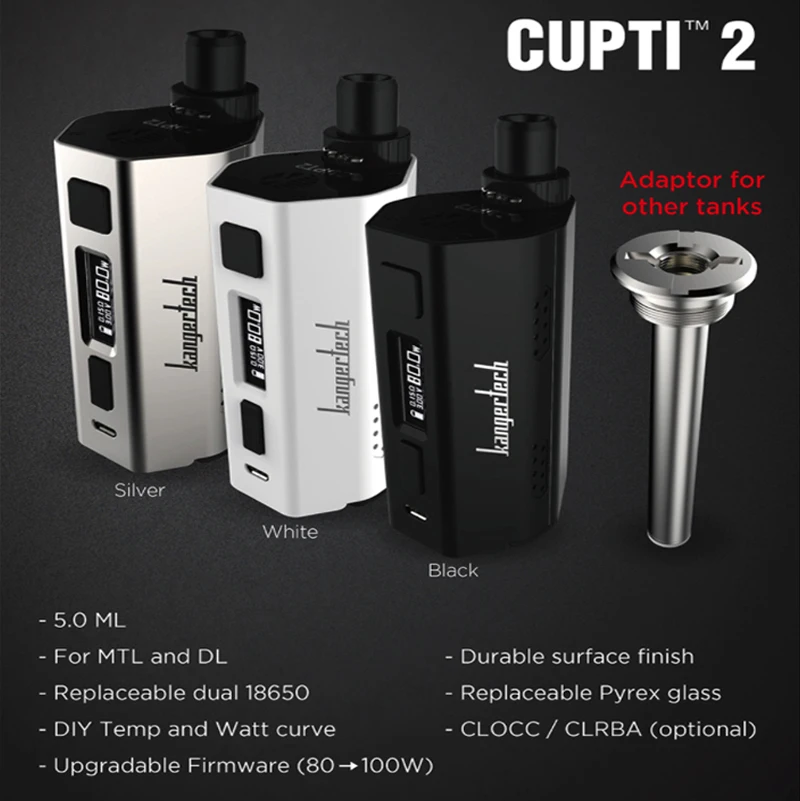 Стартовый набор KangerTech CUPTI 2 80 Вт с баком атомайзера 5 мл белая катушка CLOCC SS316L 0 5|starter
