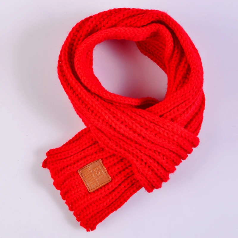 Распродажа, 1 предмет, теплые трикотажные шарфы высокого качества, милые однотонные модные осенний шарф, популярные новые зимние детские шарфы для мальчиков и девочек - Цвет: Красный