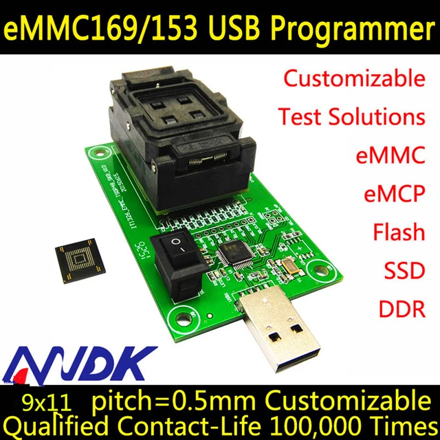 EMMC 169/163 Soket Usb Boyutu 9x11_0.5mm EMMC Programcısı, Geçerli.