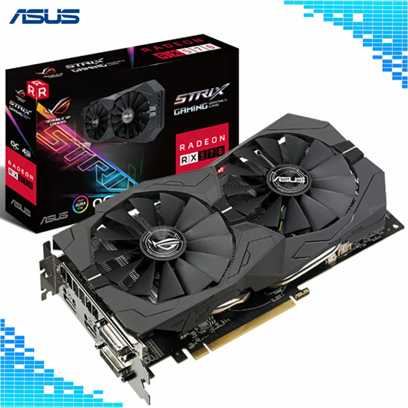 Видеокарты Asus ROG-STRIX-RX570-O4G-GAMING 1300/1310MHz 256Bit GDDR5 PCI Express 3,0 16x AMD Radeon RX570 4G graphics