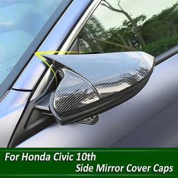 

1 Pair Horn Shape Carbon Fiber Look Side Mirror Cover Caps Wing Rearview Mirror Cover Caps For Honda Civic 10th 2016 2017 2018