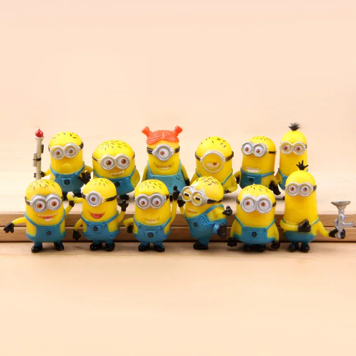 12pcs/lot 12 style for Minion Miniature Figurines Toys Cute Lovely Model Kids Toys 3cm PVC Anime Children Figure