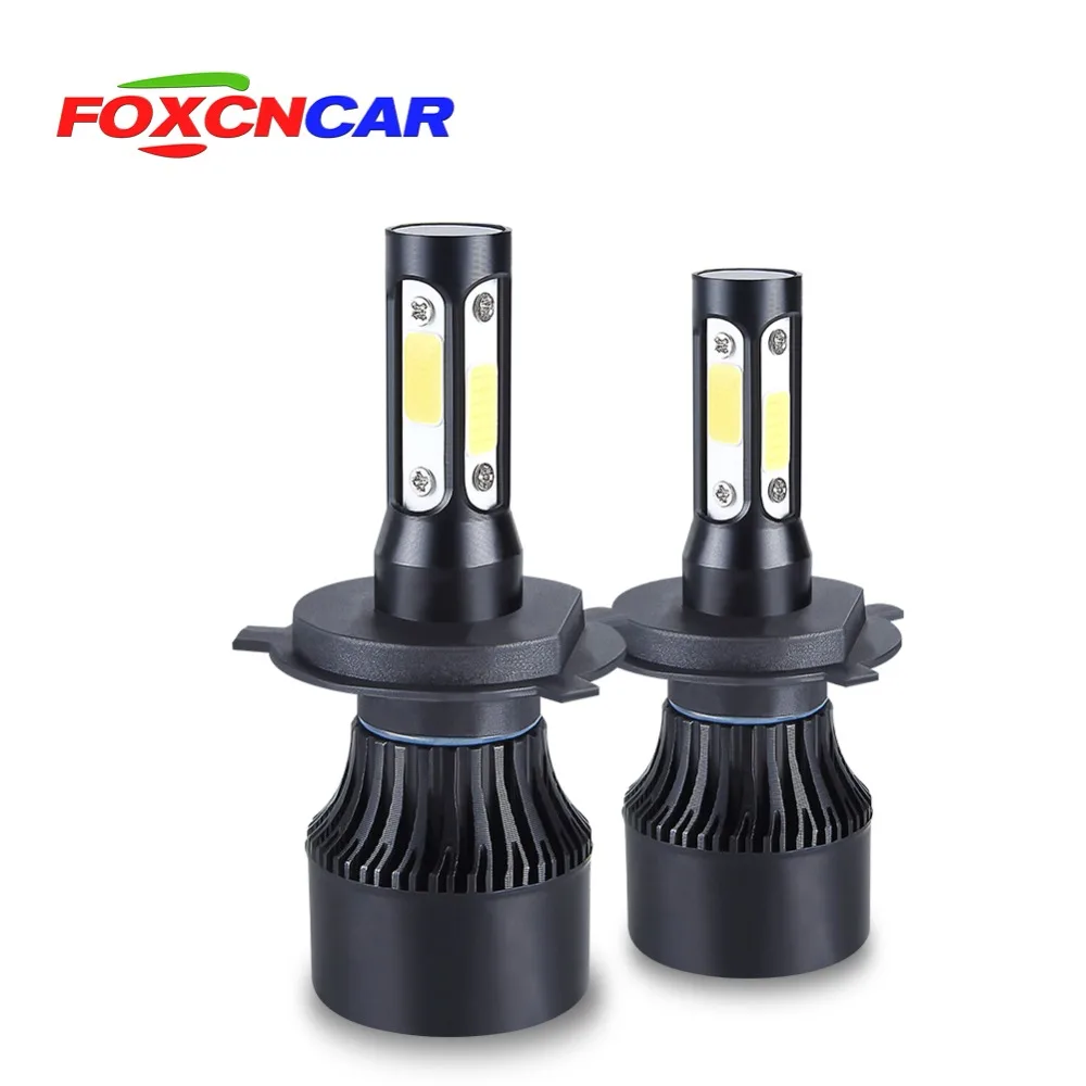 Goedkoop Foxcncar 4 Side H4 LED H7 Auto Koplamp H8 H9 H11 9006 HB3 9005 HB4 Hi Lo Beam H4 COB 10000LM 12 v 24 v Mini Truck Auto Motor