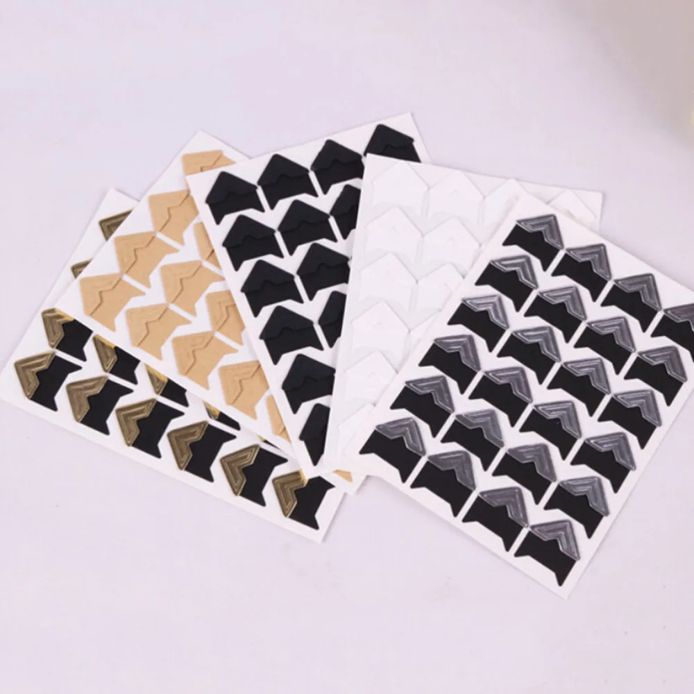 24 pcs/1 Sheet Photo Corner Stickers DIY Vintage Corner kraft Paper
