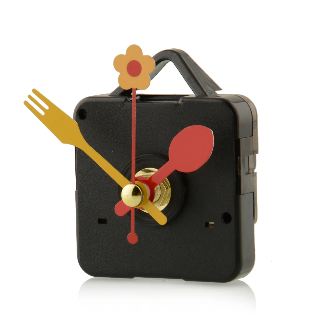 

Cute Quartz Clock Movement Kit Spindle Mechanism Replacement Repair Parts With Flower Folk Spoon Hands