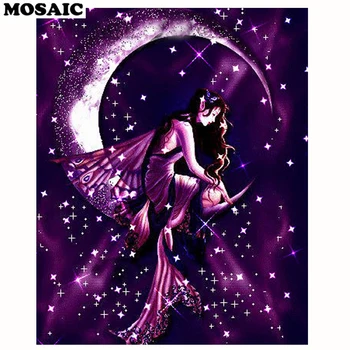 

5D Diamond Embroidery moon and fairy pattern Diy Diamond Painting Diamond Mosaic square round Diamond Picture pastes Home Decor