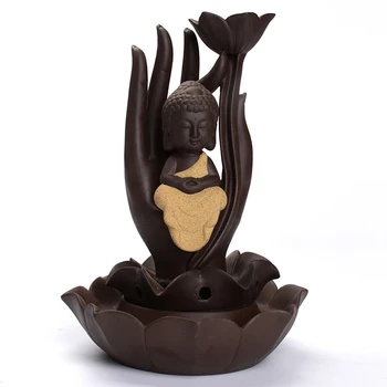 

3 Style Ceramic Buddha Creative Incense Burner Ceramic Aroma Furnace Buddha Hand Backflow Censer