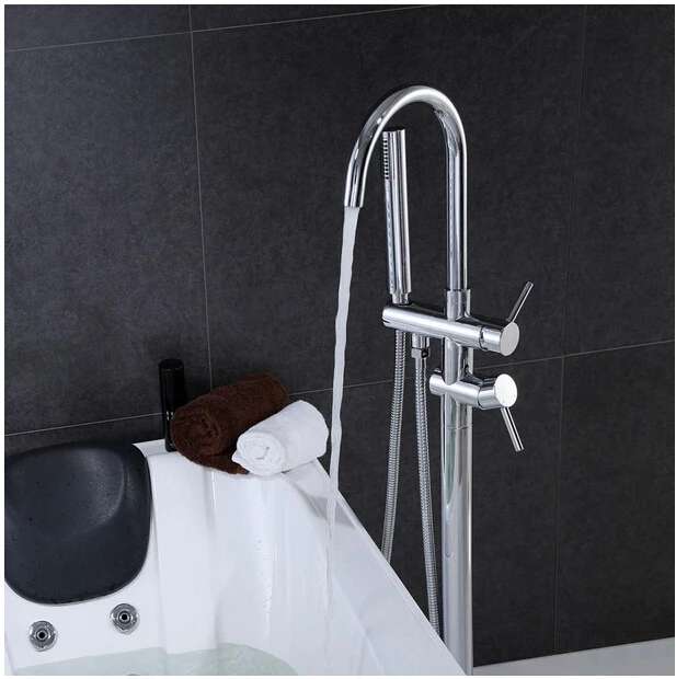 

Free shipping Free Standing Bathtub Floor Mounted Faucet Tap Set & Hand Shower Bath Spout 003