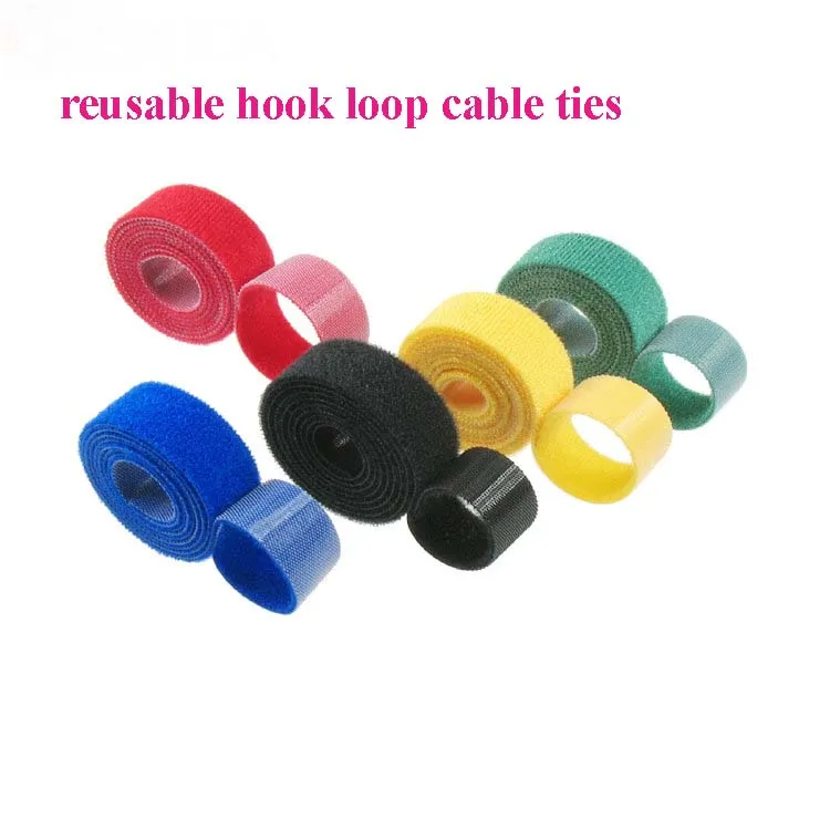 

2cm*5M Hot Reusable nylon Cable Ties back to back tie strap Magic Tape hook loop fastener cable wire management thin hook ties