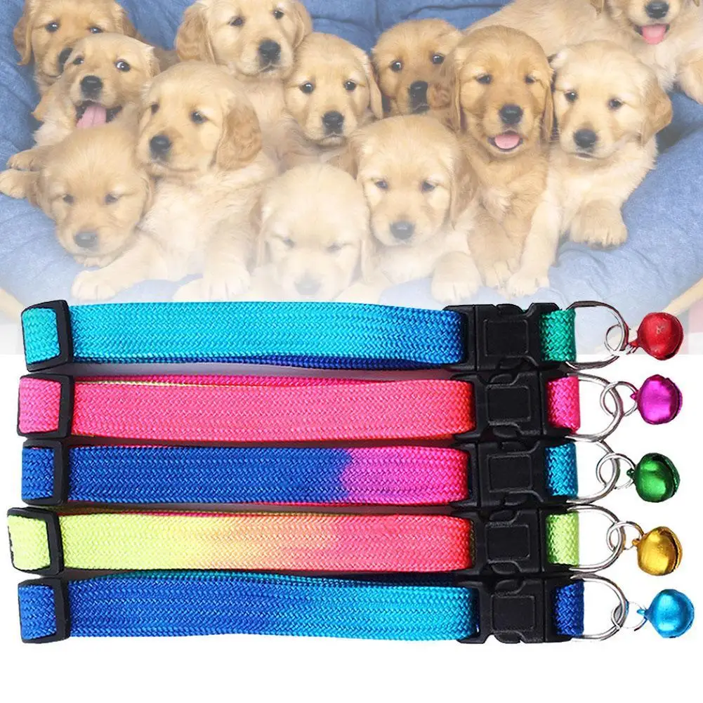 New Fancy Rainbow Collar With Small Bell for Pets Cats Dogs Adjustable