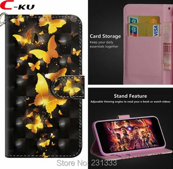 

C-ku 3D Bling Cartoon Flower Wallet Leather Pouch Case For Samsung Galaxy J7 2018 J3 Panda Stand TPU ID Card Cover Luxury 100pcs