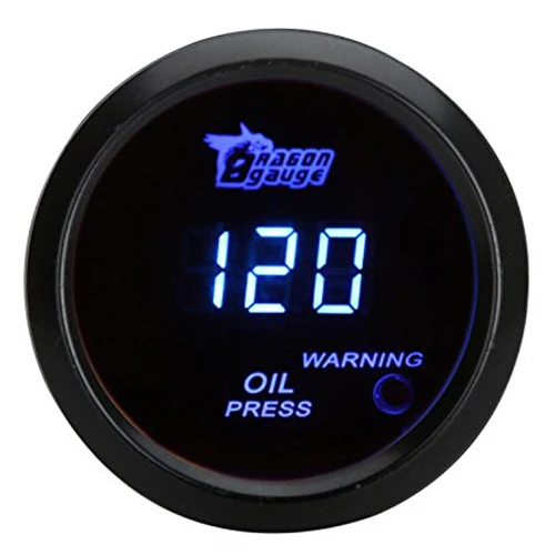 

52mm 2.0 inch LCD 0~120PSI Auto Car Digital Oil Pressure Meter Gauge with Warning Sensor Light - Black