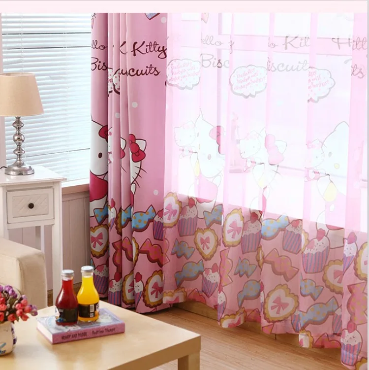 Abbiemao детская Розовая Занавеска с рисунком из мультфильма Hello Kitty занавеска