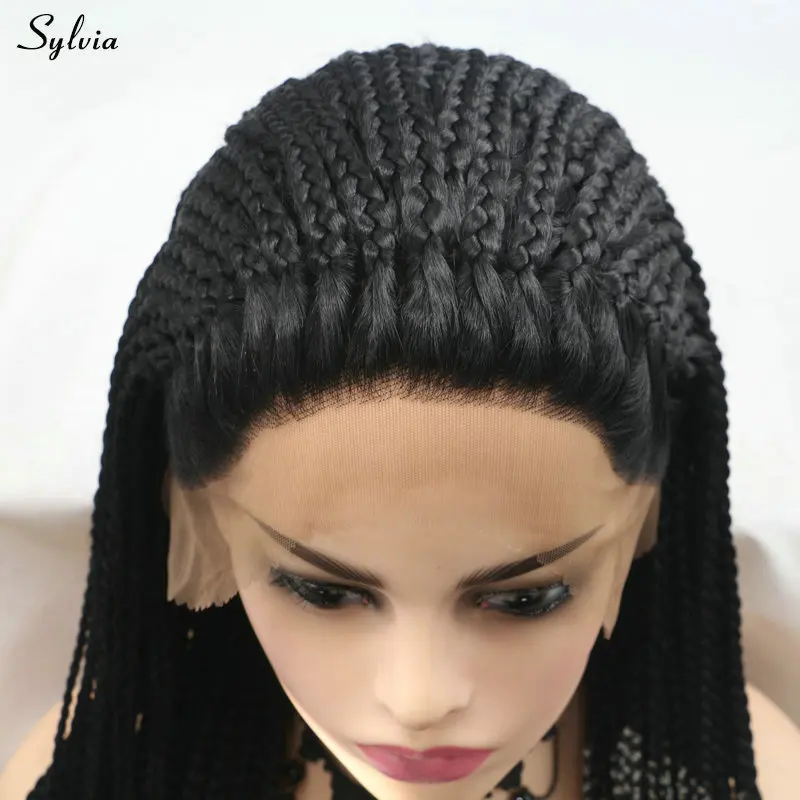 Sylvia черный парик с косами длинная свободная часть плетеные парики синтетические кружева спереди женские парики для королевы драконов высокотемпературные тканевые крылья