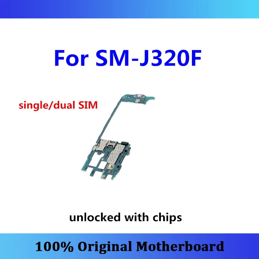 

Original unlocked for Samsung Galaxy J3 J320F motherboard single/dual SIM with chips tested mainboard logic board free shipping