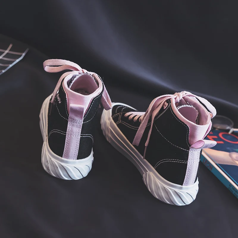 Zapatillas Deportivas Mujer; женская текстильная обувь; Вулканизированная обувь с высоким берцем на шнуровке; смешанные цвета; Новинка года; Tenis Femino; модная обувь