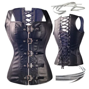 

New Arrival Sexy Steam Punk Corset Bustier 2016 Women Steel Boned Corset Hot Sexy Lingerie Lace Up Corset