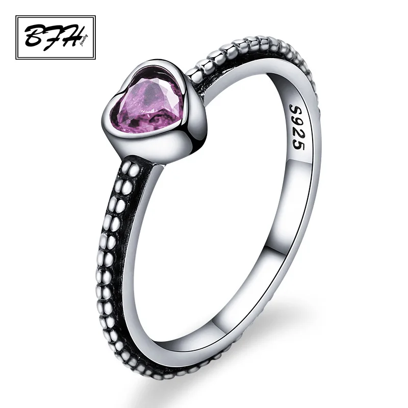 

BFH Fashion Charm Crystal Heart Red Rings for Women Girl Wedding Party Elegant Noble White Rhinestone Zircon Ring Jewelry Gift