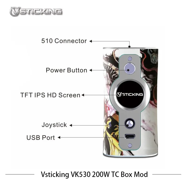  Vsticking VK530 200W TC Box Mod Dual Battery Electronic Cigarettes Mod Max 200w Vaporizer temperatu