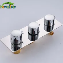 Хромированный, полированный для ванной комнаты 3-ways thwemoстатический смеситель для душа аксессуары Смеситель кран с переключателем