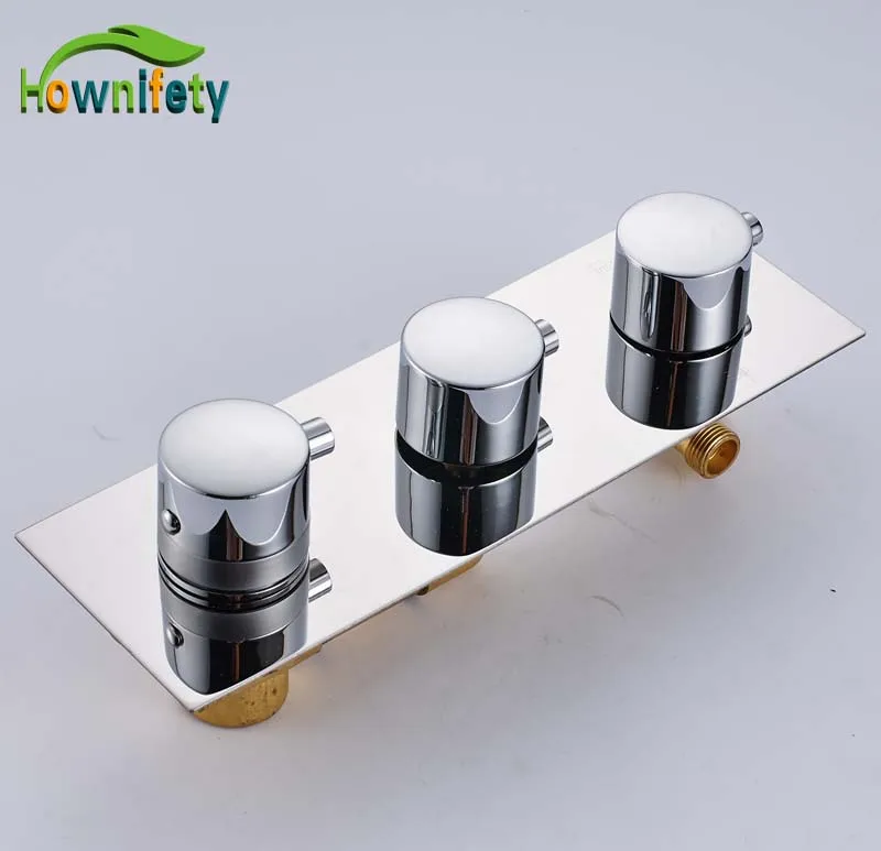 

Chrome Polished Bathroom 3-ways Thwemostatic Shower Faucet Accessories Mixer Tap with Diverter