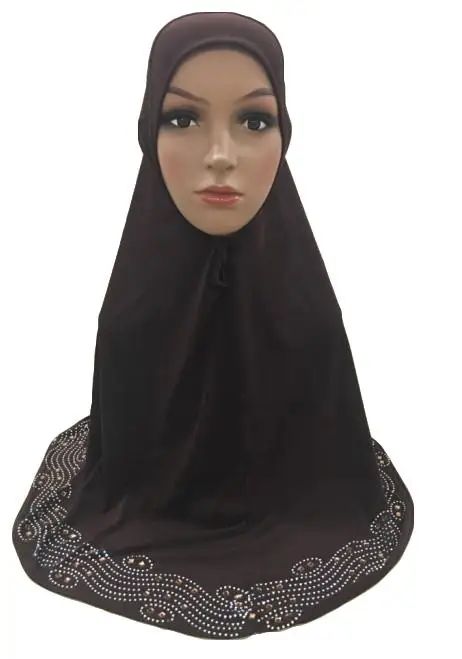 Одна штука Amira хиджаб ниндзя мусульманский женский платок на голову исламский шейный платок на грудь накидка полное покрытие шапочка для молитвы Стразы тюрбан - Цвет: Dark Coffee
